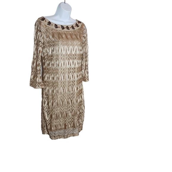 Hale Bob Gold Woven Knit Boatneck Dress NWOT - Picture 6 of 16